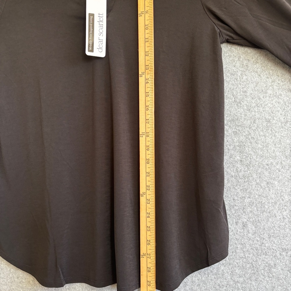 NEW Dear Scarlett Flattering Black 3/4 sleeve Lightweight Breathable Top L - Picture 6 of 10